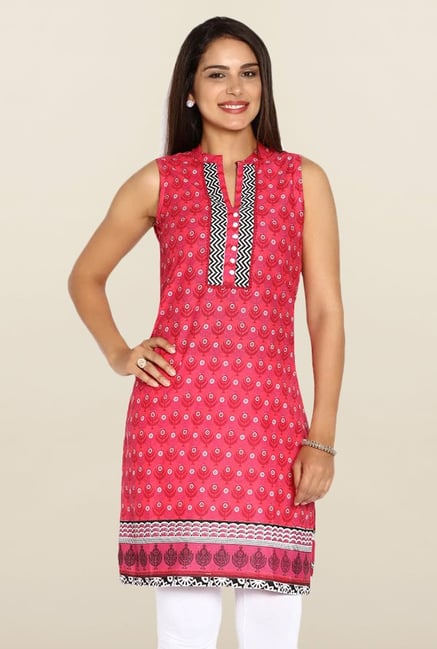 Soch Pink Printed Cotton Kurti Soch Pink Printed Cotton Kurti