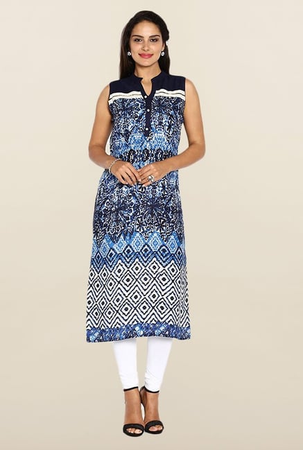 Soch Royal Blue Batic Print Kurta Soch Royal Blue Batic Print Kurta
