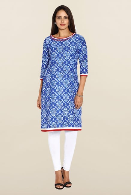 Soch Royal Blue Printed Cotton Kurta Soch Royal Blue Printed Cotton Kurta