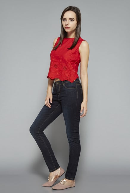 Nuon by Westside Red Floral Printed Top Nuon by Westside Red Floral Printed Top