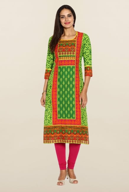 Soch Green Printed Cotton Kurta Soch Green Printed Cotton Kurta