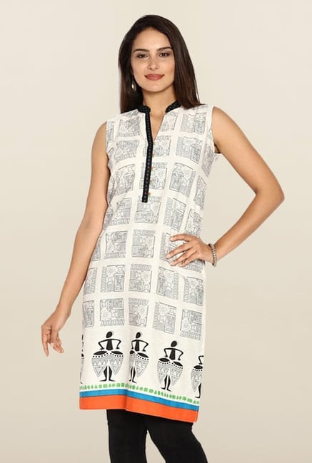 Soch Beige Printed Kurti Soch Beige Printed Kurti
