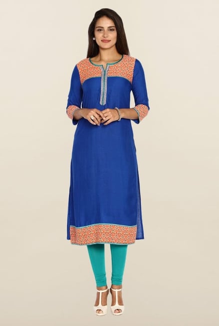 Soch Royal Blue Solid Regular Fit Kurta Soch Royal Blue Solid Regular Fit Kurta