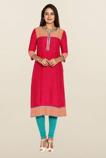 Soch Pink & Orange Solid Kurta Soch Pink & Orange Solid Kurta