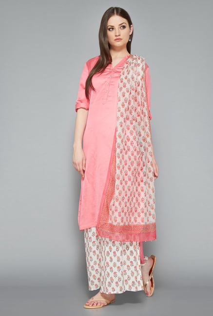 Zuba Pink High Low Long Kurta Zuba Pink High Low Long Kurta