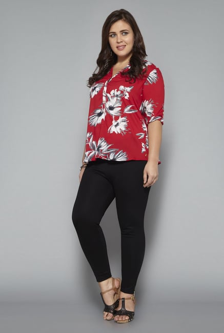 Gia Red Floral Print Top Gia Red Floral Print Top