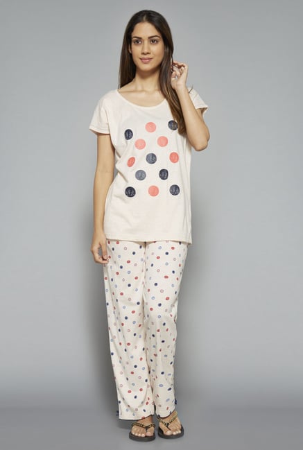 Intima Beige Polka Dot Pyjama Set Intima Beige Polka Dot Pyjama Set