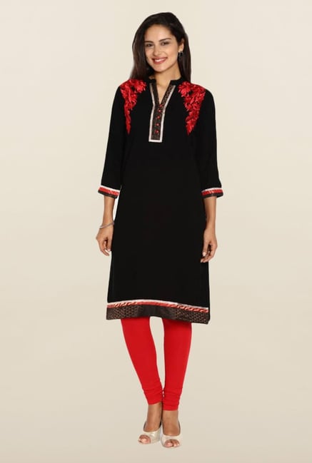 Soch Black Solid Kurti Soch Black Solid Kurti