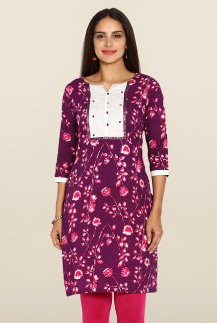 Soch Purple Floral Print Kurti Soch Purple Floral Print Kurti