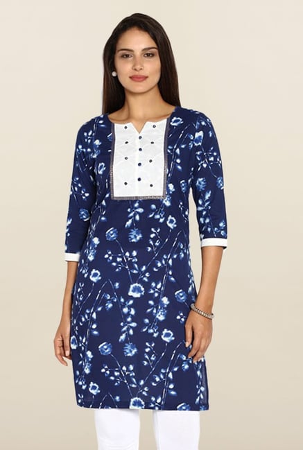 Soch Navy Floral Print Kurti Soch Navy Floral Print Kurti