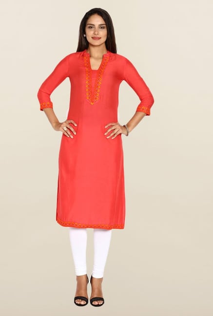 Soch Coral Solid Kurta Soch Coral Solid Kurta