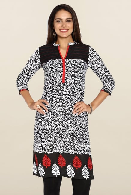 Soch Black Floral Print Kurti Soch Black Floral Print Kurti