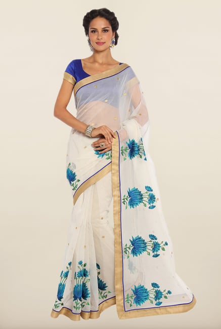 Soch Off-White & Blue Kota Saree Soch Off-White & Blue Kota Saree