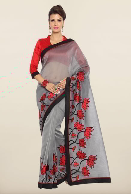 Soch Grey & Red Kota Saree Soch Grey & Red Kota Saree