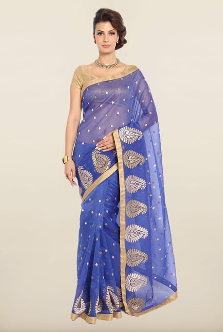 Soch Royal Blue & Golden Kota Saree Soch Royal Blue & Golden Kota Saree