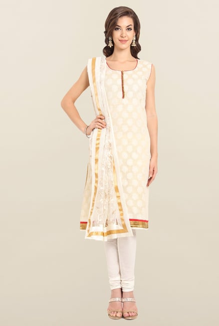 Soch Beige Chanderi Silk Churidar Suit Set Soch Beige Chanderi Silk Churidar Suit Set