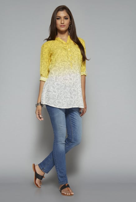 Utsa Yellow Floral Printed Kurti Utsa Yellow Floral Printed Kurti