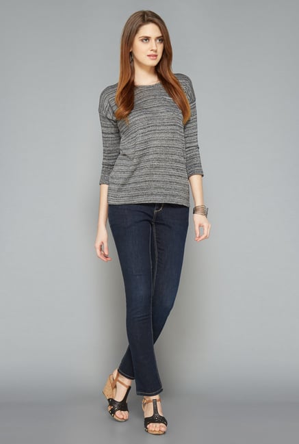 L.O.V Grey Pin Striped Top L.O.V Grey Pin Striped Top