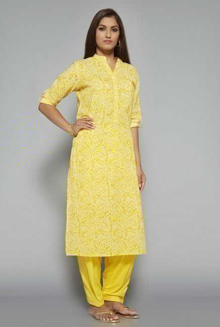 Utsa Yellow Printed Long Kurta Utsa Yellow Printed Long Kurta