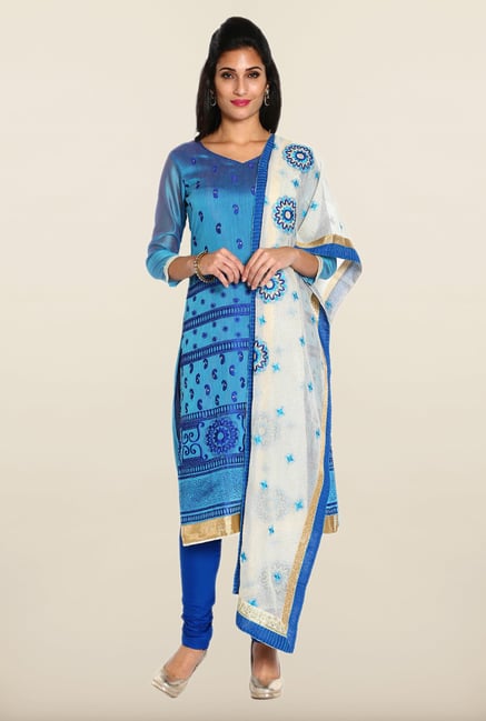 Soch Blue Embroidered Dress Material Soch Blue Embroidered Dress Material