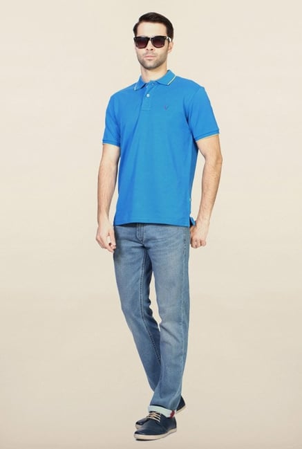 Allen Solly Blue Solid Polo T-Shirt Allen Solly Blue Solid Polo T-Shirt