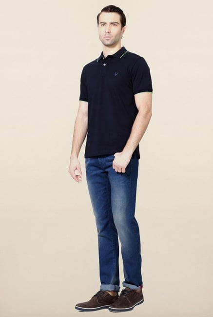 Allen Solly Navy Solid Polo T-Shirt Allen Solly Navy Solid Polo T-Shirt