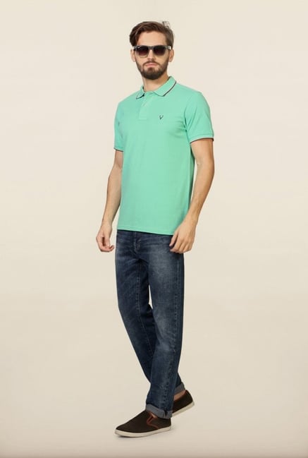 Allen Solly Turquoise Solid Polo T-Shirt Allen Solly Turquoise Solid Polo T-Shirt