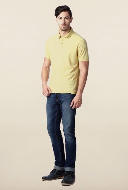 Peter England Yellow Solid Polo T-Shirt Peter England Yellow Solid Polo T-Shirt