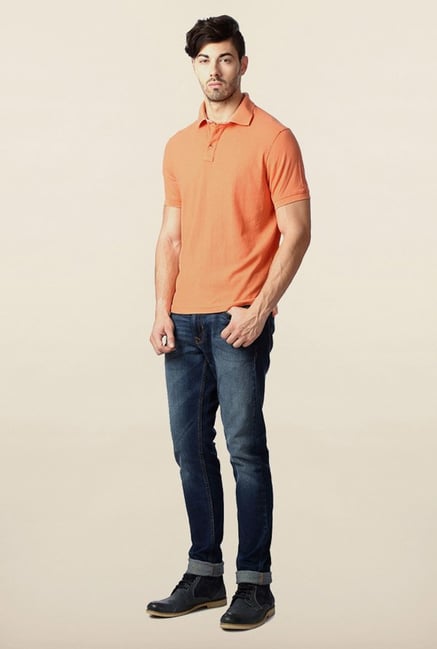 Peter England Coral Solid Polo T-Shirt Peter England Coral Solid Polo T-Shirt
