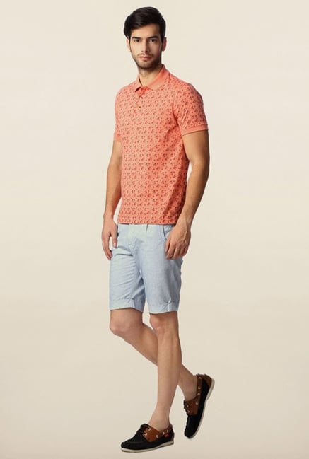 Peter England Peach Printed Polo T-Shirt Peter England Peach Printed Polo T-Shirt