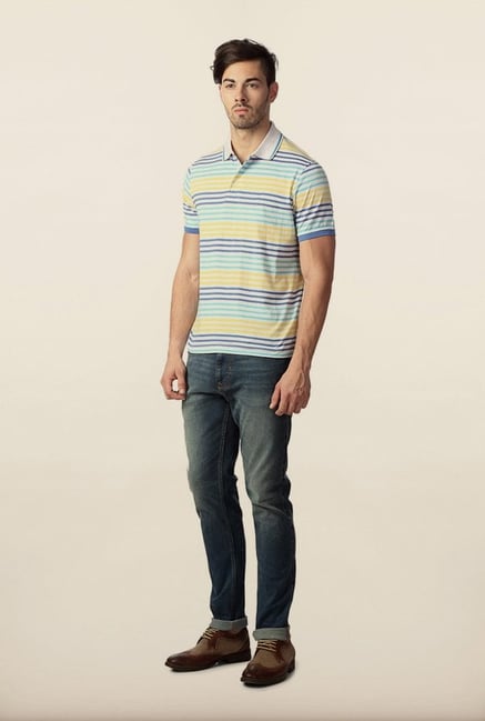 Peter England Multicolor Striped Polo T-Shirt Peter England Multicolor Striped Polo T-Shirt
