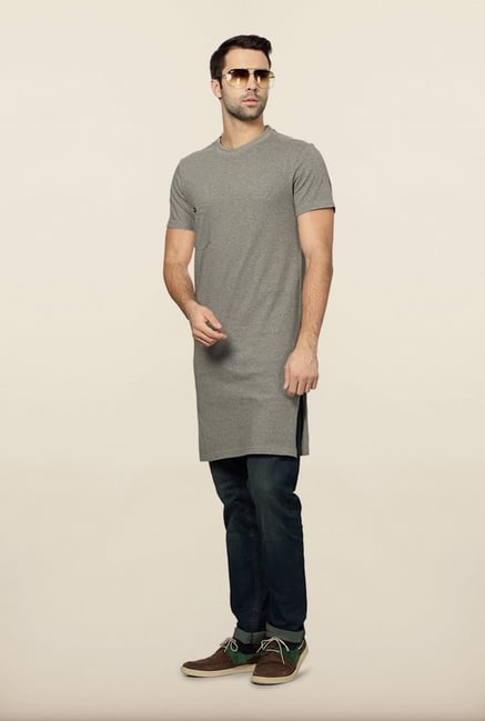 Peter England Grey Solid T-Shirt Peter England Grey Solid T-Shirt