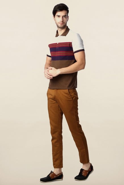 Peter England Multicolor Striped Polo T-Shirt Peter England Multicolor Striped Polo T-Shirt