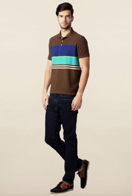 Peter England Brown & Blue Polo T-Shirt Peter England Brown & Blue Polo T-Shirt