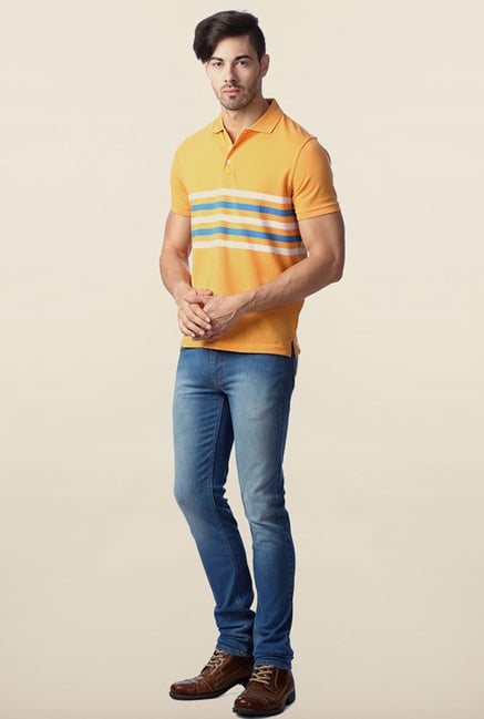 Peter England Mustard Solid Polo T-Shirt Peter England Mustard Solid Polo T-Shirt