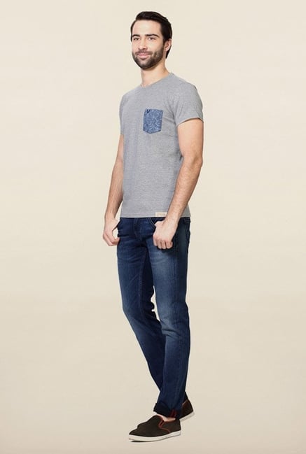 Allen Solly Grey Solid T-Shirt Allen Solly Grey Solid T-Shirt