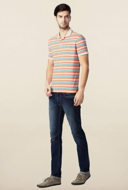 Peter England Multicolor Striped Polo T-Shirt Peter England Multicolor Striped Polo T-Shirt
