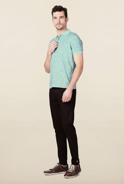 Peter England Blue Paisley Printed Polo T-Shirt Peter England Blue Paisley Printed Polo T-Shirt