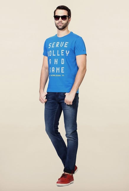 Allen Solly Blue Graphic Printed T-Shirt Allen Solly Blue Graphic Printed T-Shirt