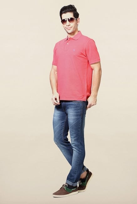 Allen Solly Pink Solid Polo T-Shirt Allen Solly Pink Solid Polo T-Shirt