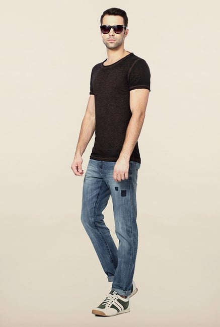 Peter England Brown Solid T-Shirt Peter England Brown Solid T-Shirt