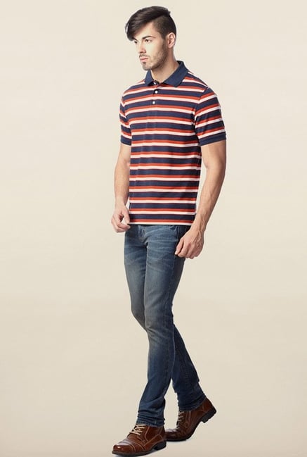 Peter England Multicolor Striped Polo T-Shirt Peter England Multicolor Striped Polo T-Shirt