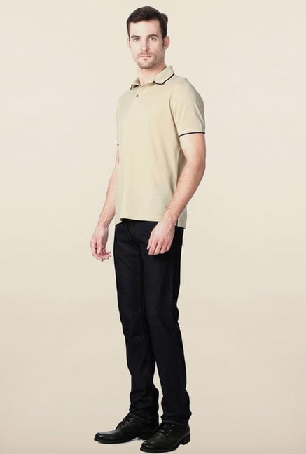 Peter England Beige Solid Polo T-Shirt Peter England Beige Solid Polo T-Shirt