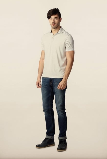 Peter England White Solid Polo T-Shirt Peter England White Solid Polo T-Shirt