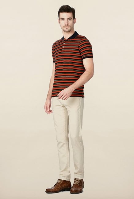 Peter England Multicolor Striped Polo T-Shirt Peter England Multicolor Striped Polo T-Shirt