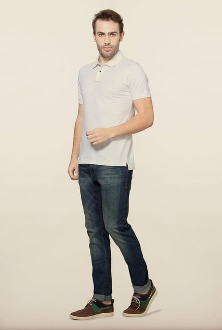 Peter England White Solid Polo T-Shirt Peter England White Solid Polo T-Shirt