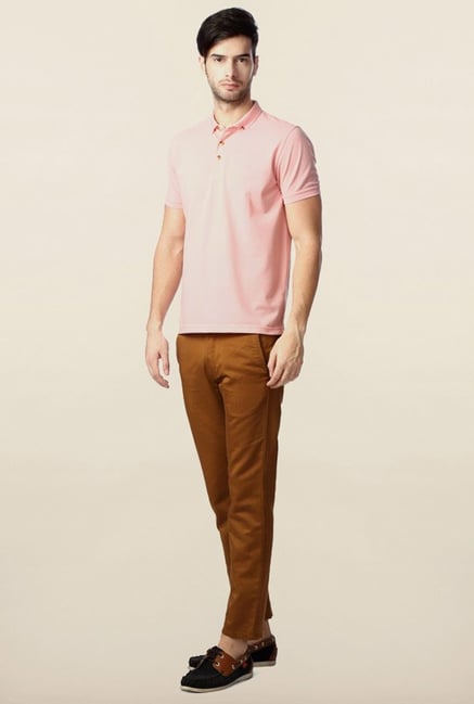 Peter England Pink Solid Polo T-Shirt Peter England Pink Solid Polo T-Shirt