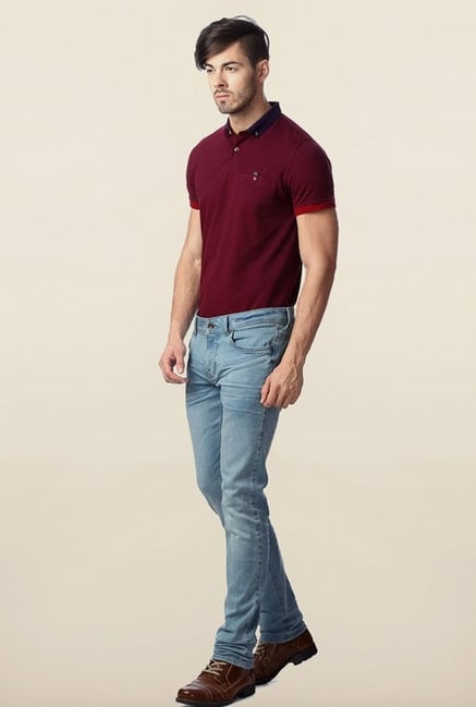 Peter England Maroon Solid Polo T-Shirt Peter England Maroon Solid Polo T-Shirt