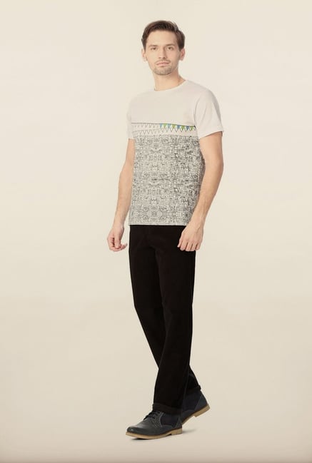 Peter England White Graphic Printed T-Shirt Peter England White Graphic Printed T-Shirt