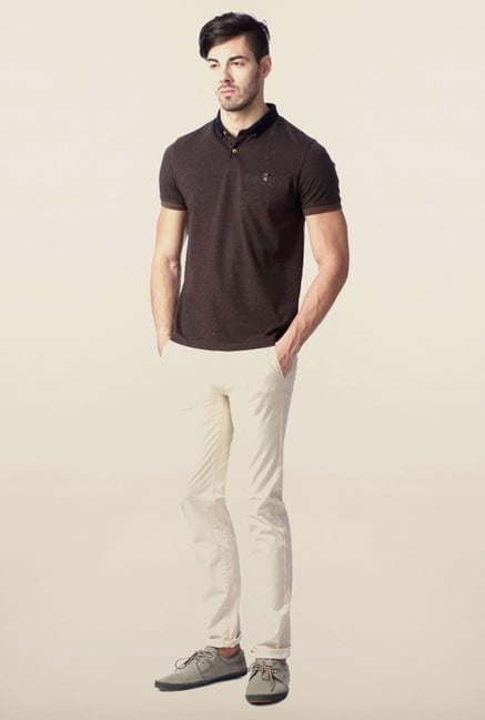 Peter England Brown Solid Polo T-Shirt Peter England Brown Solid Polo T-Shirt
